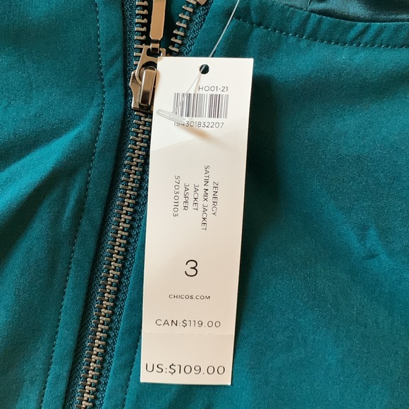 Chico’ Zenergy Satin-Mix Jacket Size 3 - Picture 2 of 3